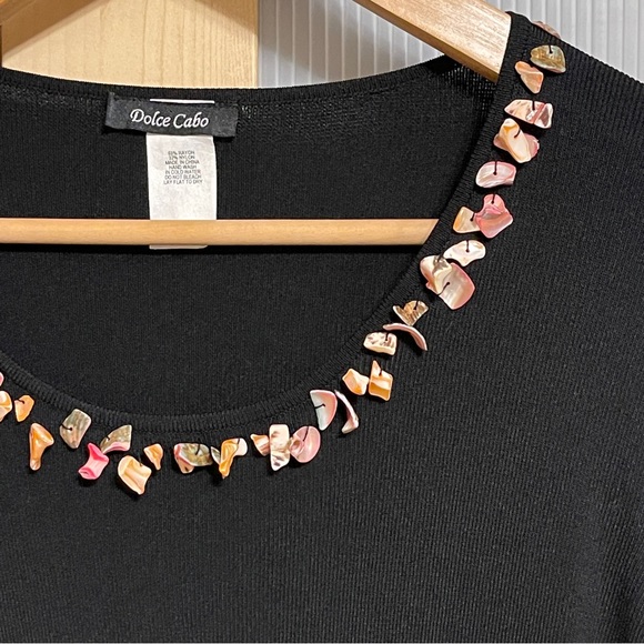 Dolce Cabo Black Sweater with Pink Shell Neckline Size XL - Picture 8 of 9